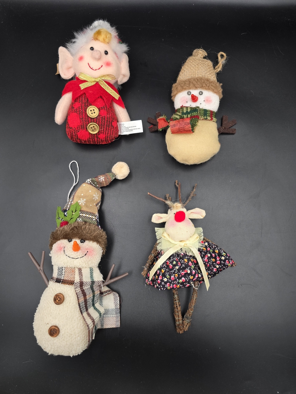 Holiday Plush Ornaments Set - Red, Cream, Tan, Brown